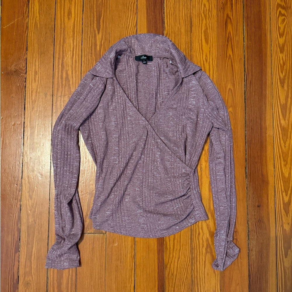 Lulus Mauve Textured Wrap Top